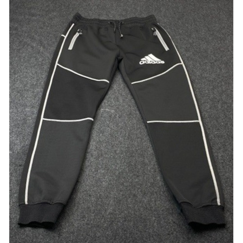 Encrypted Jogger Pants Mens Medium Black Athletic Tapered Zipper Pockets Piping